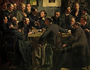 Opposing Prints: A Session of the Art Society Als Ik Kan, 1886. Creator: Henri Luyten