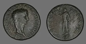 Sestertius (Coin) Portraying Emperor Claudius, 50-54. Creator: Unknown Sestertius (Coin) Portraying Emperor Claudius, 50-54. Creator: Unknown