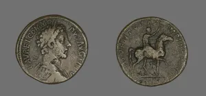 Marcus Aurelius Commodus Antoninus Prints: Sestertius (Coin) Portraying Emperor Commodus, December 179-December 180
