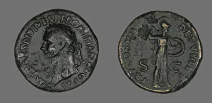 Domitian Prints: Sestertius (Coin) Portraying Emperor Domitian, 81. Creator: Unknown