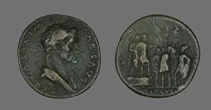 Calba Prints: Sestertius (Coin) Portraying Emperor Galba, 68. Creator: Unknown