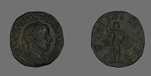 Sestertius Prints: Sestertius (Coin) Portraying Emperor Gordianus, 238-244. Creator: Unknown