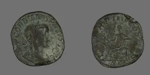 Sestertius (Coin) Portraying Emperor Gordianus, 238-244. Creator: Unknown