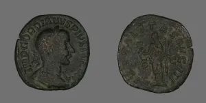 Sestertius (Coin) Portraying Emperor Gordianus, 238-244. Creator: Unknown