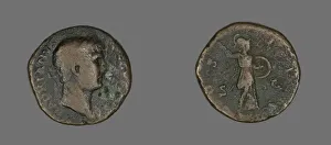 Emperor Hadrian Gallery: Sestertius (Coin) Portraying Emperor Hadrian, 117-138. Creator: Unknown