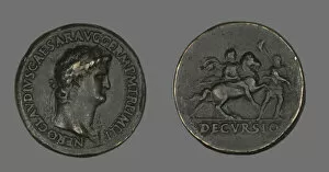 Claudius Domitius Caesar Nero Gallery: Sestertius (Coin) Portraying Emperor Nero, 54-69. Creator: Unknown