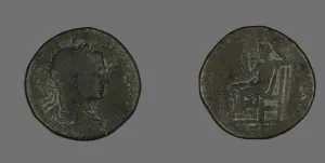 Sestertius (Coin) Portraying Emperor Severus Alexander, 223. Creator: Unknown