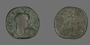 Sestertius (Coin) Portraying Emperor Severus Alexander, 231-235. Creator: Unknown