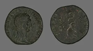 Sestertius (Coin) Portraying Emperor Trajan, Roman Period, 98-117. Creator: Unknown Sestertius (Coin) Portraying Emperor Trajan, Roman Period, 98-117. Creator: Unknown