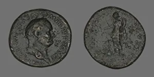 Titus Flavius Vespasianus Prints: Sestertius (Coin) Portraying Emperor Vespasian, 69-79. Creator: Unknown
