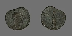 Sestertius Prints: Sestertius (Coin) Portraying Emperor Volusian, 251-253. Creator: Unknown