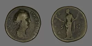 Annia Galeria Faustina Minor Gallery: Sestertius (Coin) Portraying Empress Faustina, 141 or later. Creator: Unknown