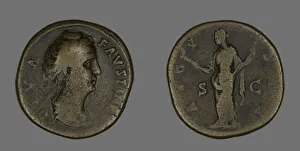 Sestertius (Coin) Portraying Empress Faustina, 141 or later. Creator: Unknown Sestertius (Coin) Portraying Empress Faustina, 141 or later. Creator: Unknown