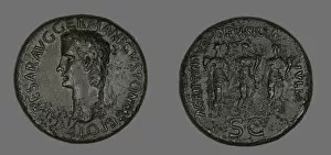 Claudius Domitius Caesar Nero Gallery: Sestertius (Coin) Portraying Germanicus, 37-38. Creator: Unknown