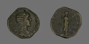 Severan Prints: Sestertius (Coin) Portraying Julia Mamaea, 224. Creator: Unknown