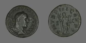 Sestertius Prints: Sestertius (Coin) Portraying King Philip I, 246. Creator: Unknown