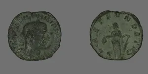 Sestertius (Coin) Portraying Philip the Arab, 244-249. Creator: Unknown