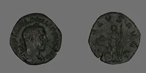 Sestertius (Coin) Portraying Philip the Arab, 244-249. Creator: Unknown