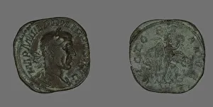 Sestertius (Coin) Portraying Philip the Arab, 244-247. Creator: Unknown