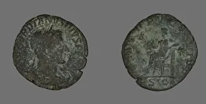 Sestertius Prints: Sestertius (Coin) Portraying a Roman Emperor, 238-244. Creator: Unknown