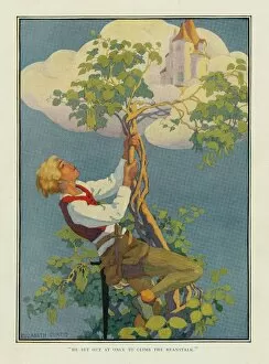 He Set out at once to climb the beanstalk, from Stokes Wonder Book of Fairy Tales, pub