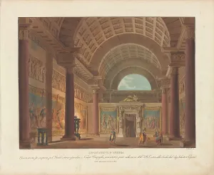 Set design for the ballet Numa Pompilio by Salvatore Vigano, at Teatro alla Scala, 1815, 1827. Creator: Sanquirico, Alessandro (1777-1849). Set design for the ballet Numa Pompilio by Salvatore Vigano, at Teatro alla Scala, 1815, 1827