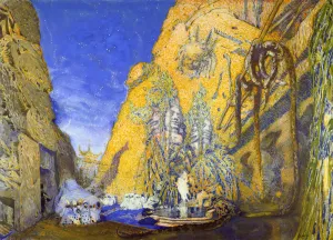 Images Dated 24th August 2005: Set design for a Ballets Russes production of Le Dieu Bleu (The Blue God), 1911. Artist: Leon Bakst