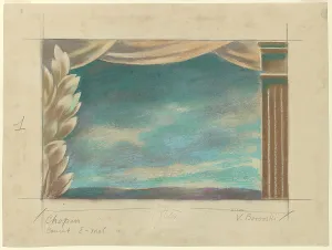 Set design for the Chopin Concerto ballet by Bronislava Nijinska, 1937. Creator: Waclaw Borowski