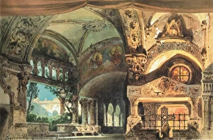 Theatrical Scenic Painting Collection: Set design for the Opera Don Carlos by Giuseppe Verdi. Milano, Teatro alla Scala, 1. 10. 1884, 1884