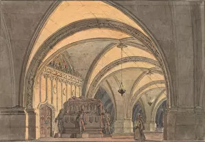 Andreas Leonhard 1805 1891 Gallery: Set design for the Opera Ernani by Giuseppe Verdi, 1863