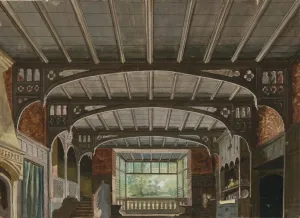 Set design for the Opera Falstaff by Giuseppe Verdi, Mariinsky Theatre in Saint Petersburg, 29.01.1894, 1894. Found in the collection of State Museum of Theatre and Music Art, St. Petersburg Images Dated 14th June 2017: Set design for the Opera Falstaff by Giuseppe Verdi, Mariinsky Theatre in Saint Petersburg, 29.01.18