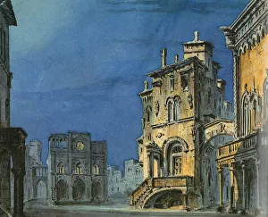 Museo Teatrale Alla Scala Prints: Set design for opera Simon Boccanegra by Giuseppe Verdi, 1881
