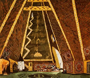 Images Dated 24th August 2005: Set design for Thamar, ballet by Mily Balakirev, 1912. Artist: Leon Bakst