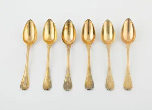 Biennais Martin Guillaume Gallery: Set of Dessert Spoons (2), Paris, 1789 / 1820. Creators: Martin-Guillaume Biennais