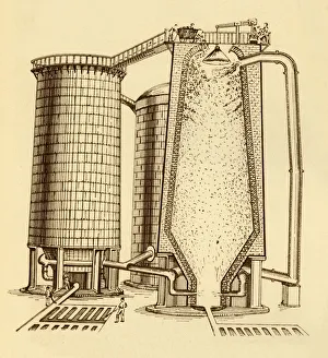 Golding Prints: A Set of Modern Blast Furnaces Shown in Section, c1930. Creator: Unknown