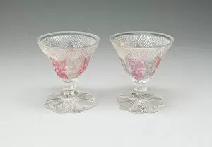 Blown Glass Gallery: Set of Two Wine Glasses, Friesland, 19th century. Creator: Unknown