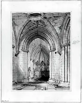 Damage Prints: Seton Chapel - Interior looking East, 1848-1852. Creator: Robert William Billings