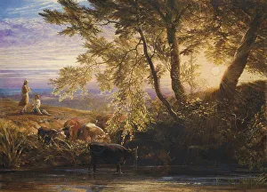 Drinking Water Prints: The Setting Sun, c1862. Creator: Samuel Palmer