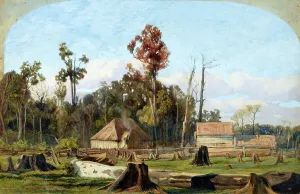 Settlers Prints: Settler's home, Merton, near New Plymouth, 1851. Creator: James Crowe Richmond