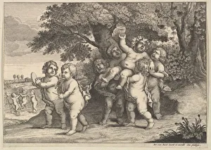 Dionysos Prints: Seven Boys, 1625-77. Creator: Wenceslaus Hollar