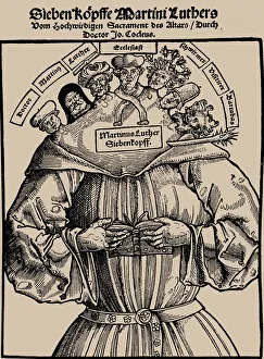 Calvin Gallery: Seven-Headed Luther (Der siebenkopfige Luther), 1529