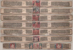 Seven Leaves from a Manuscript of the Gandavyuha-sutra... 1000s-1100s. Creator: Unknown