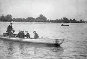 Havard Prints: Seven men in a boat, Cambridge, Massachusetts, 1906. Creator: Unknown