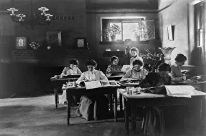Cyanotypes 1900 Gmgpc Prints: Seven women working in Roycroft shop, E