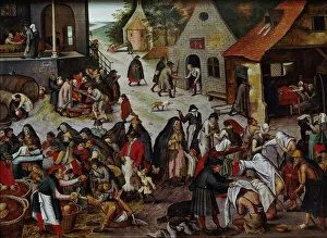 Destitution Gallery: The Seven Works of Mercy. Artist: Brueghel, Pieter, the Younger (1564-1638)