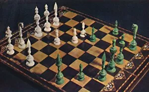 Seventeenth-Century Ivory Chessmen and Board, 1948