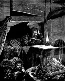 Lamp Prints: The Seventh Man: The Gaffer...reading by the light of a smoky and evil-smelling lamp