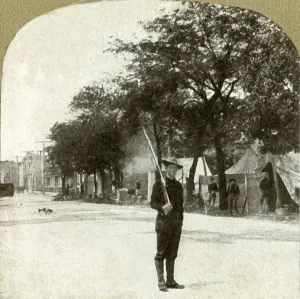 World Wide View Co Prints: Seventh Regiment National Guards... camped in Lincoln Square, Oakland, Cal. 1906