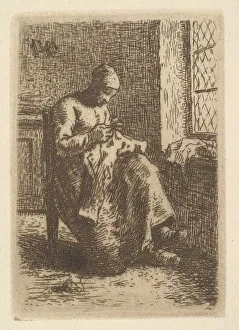 Mending Collection: The Sewer, 1855. Creator: Jean Francois Millet