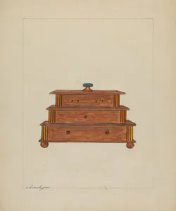Sewing Box Prints: Sewing Box, c. 1937. Creator: Columbus Simpson